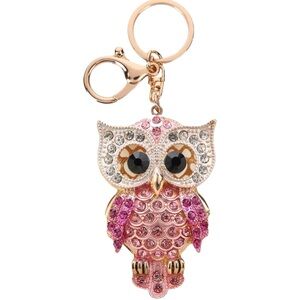 🌹 KEYCHAIN 🌹 Owl Pink Rhinestones NWT